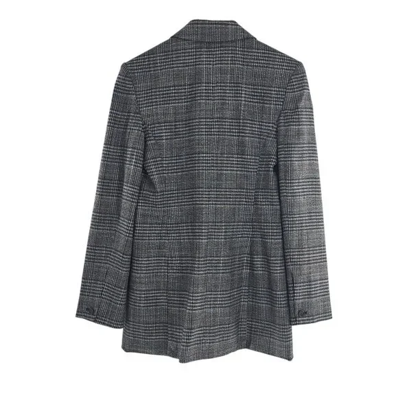 NEW‎ Something Navy Grey Plaid Slouchy Blazer Jacket Women’s XS Narrow Lapel - Picture 8 of 8